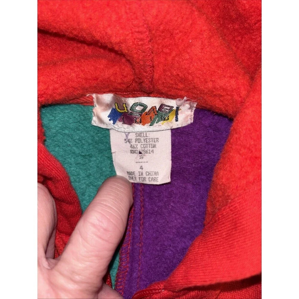 Vintage Kids Small 4 80s Color Block Mini Lavon Crazy Jacket Rainbow Retro